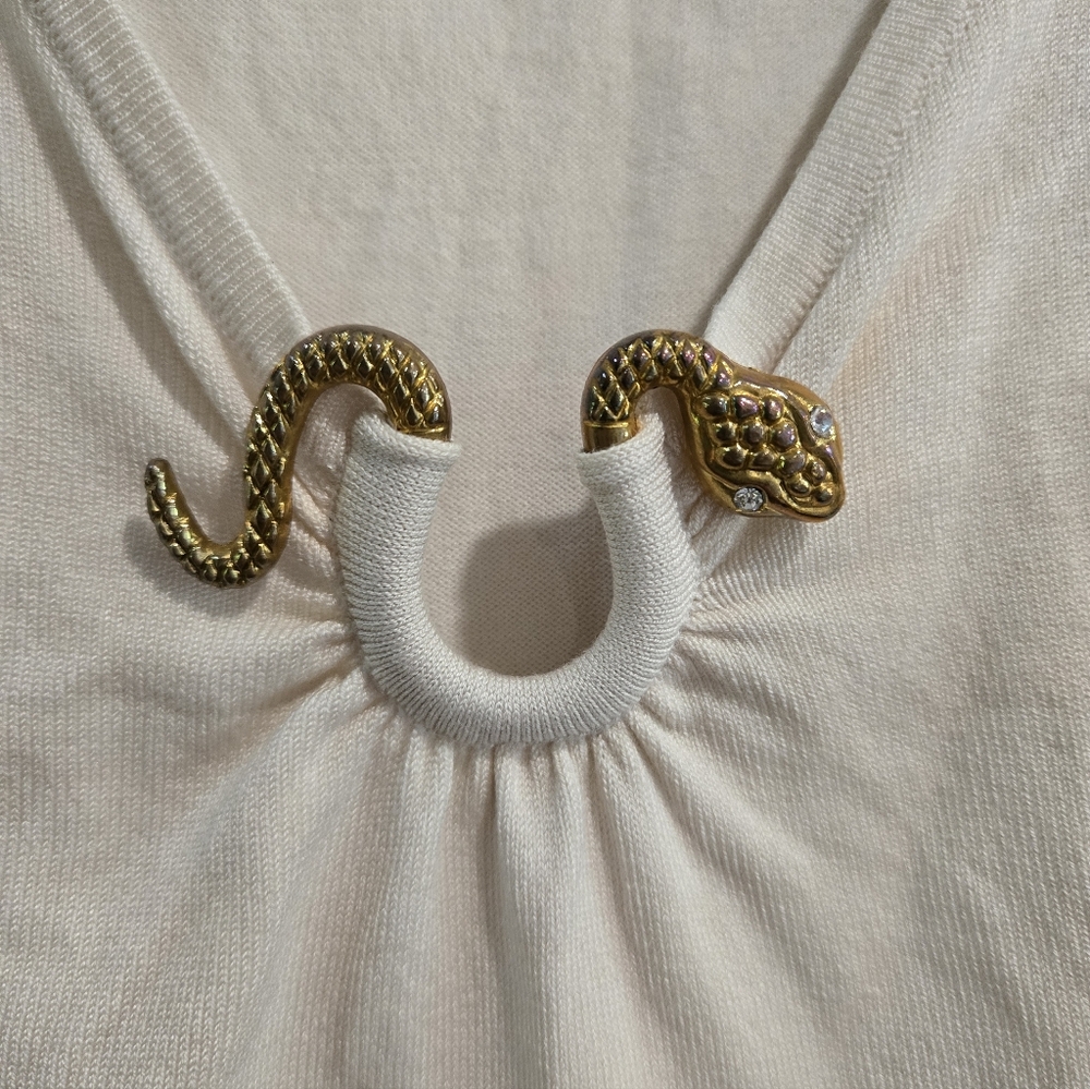 August Silk Cream Tank Top with Gold Accent - Picture 2 of 9